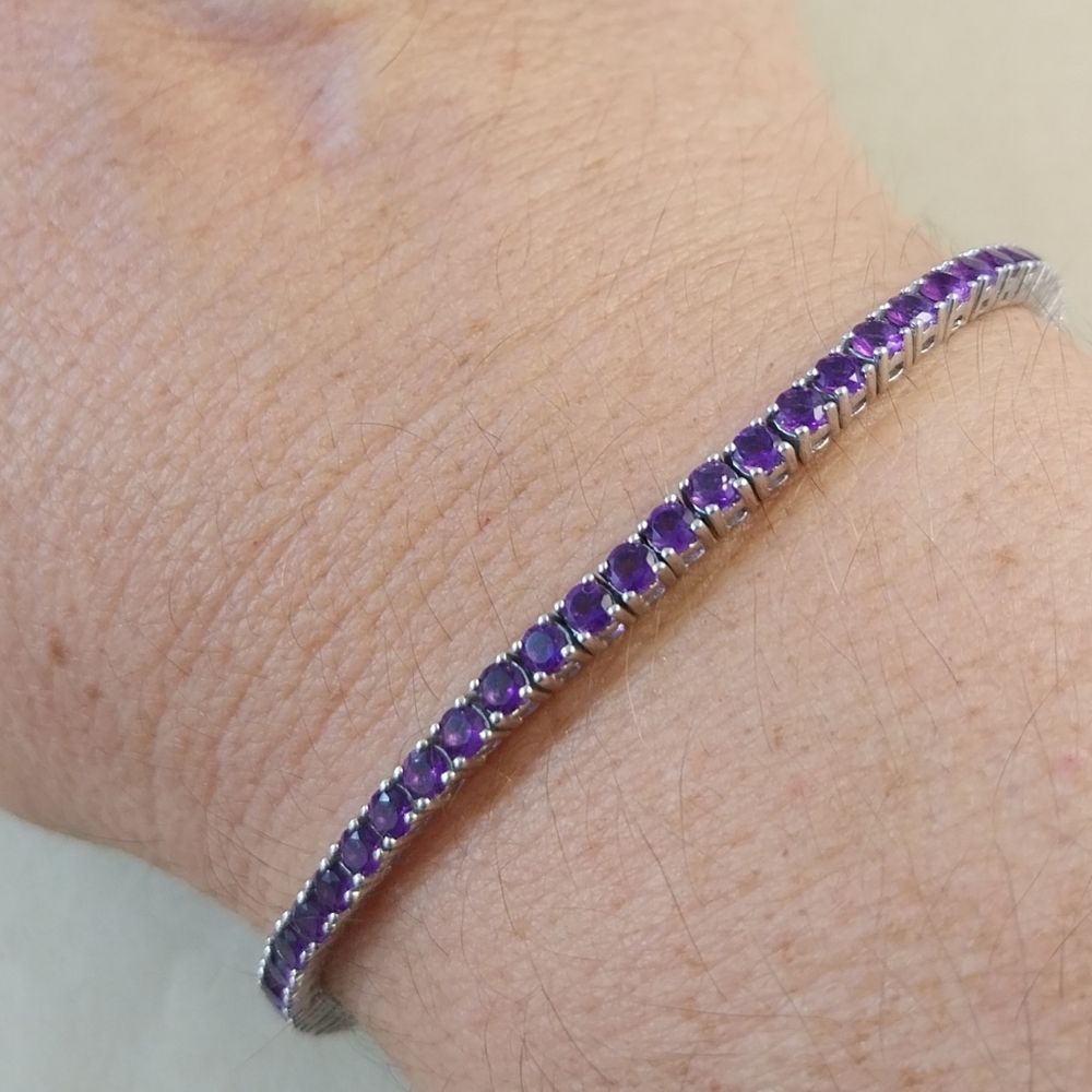 Sterling Silver Amethyst Bracelet - Picture 2 of 16